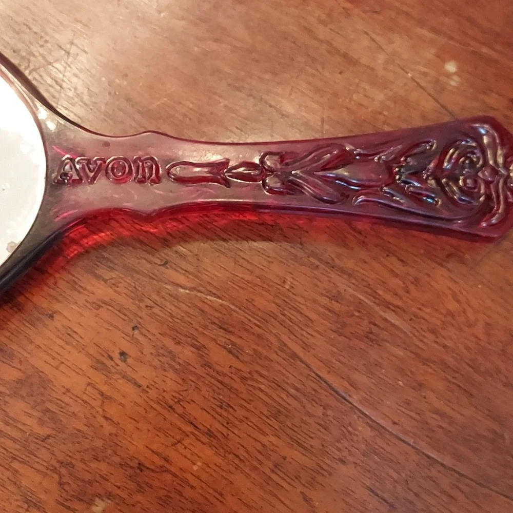 Vintage 1980's Avon Cameo Lucite Hand Held Mirror Feminine Romantic Style